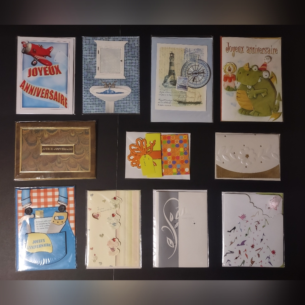 New Assorted Hand Made Greeting Cards Set Paper Magic Group Lot Of 11
